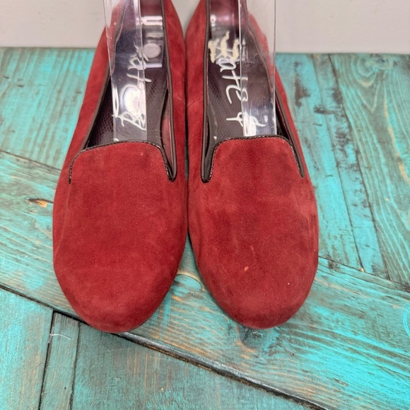 Kate & Mel Burgundy Red Leather Suede Slip On Flat Loafers Size 39 - Picture 3 of 11